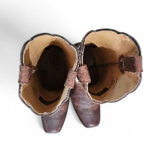 J.B. Dillon NWT Goat Leather Western Cowboy Rodeo Boots Sz 9B Distressed Brown - Picture 7 of 16